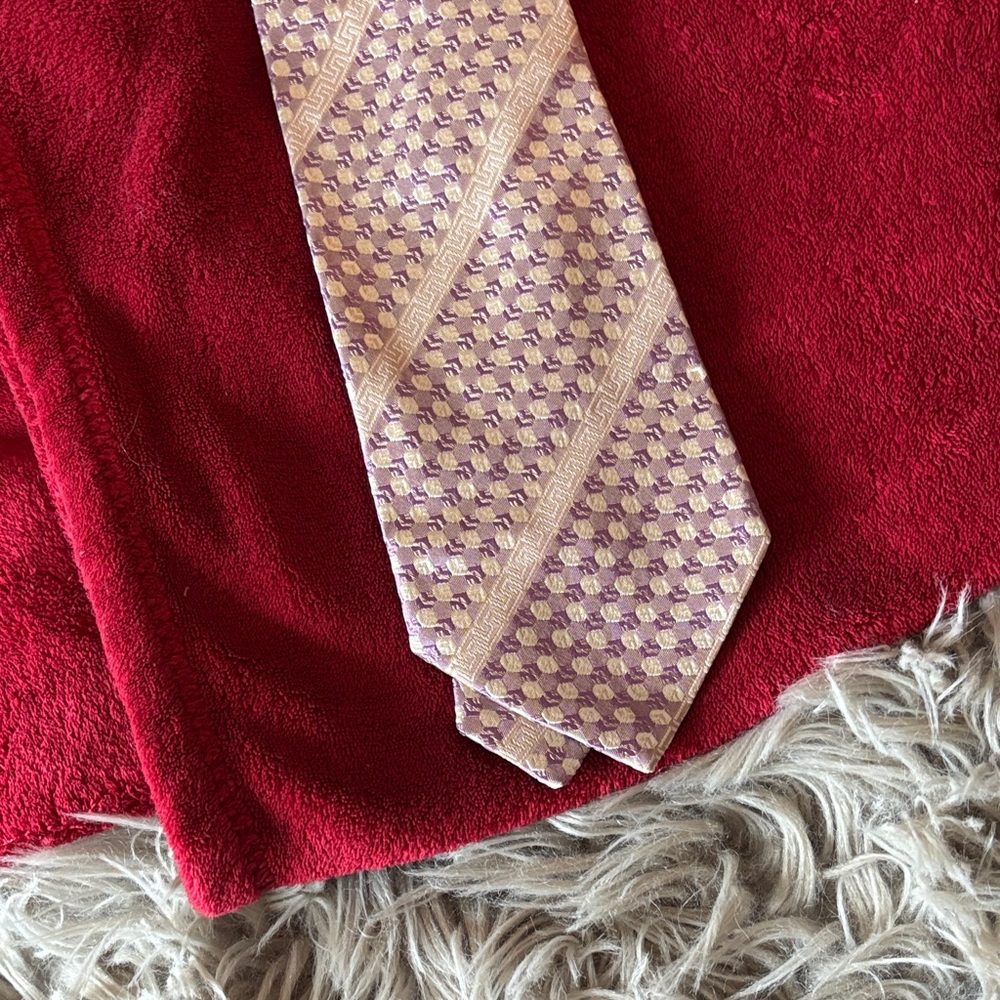 Versace Purple and Gold Patterned Tie